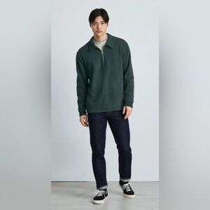 Everlane Organic Cotton The Track Quarter-Zip Sweatshirt in Evergreen, Size XXL